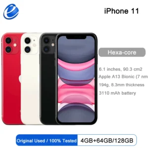 Apple iPhone 11 6.1 "Original liquide Retina IPS LCD 64/128/256GB A13 IOS A2221 A2111 véritable iPhone11 débloqué 4G LTE téléphone portable