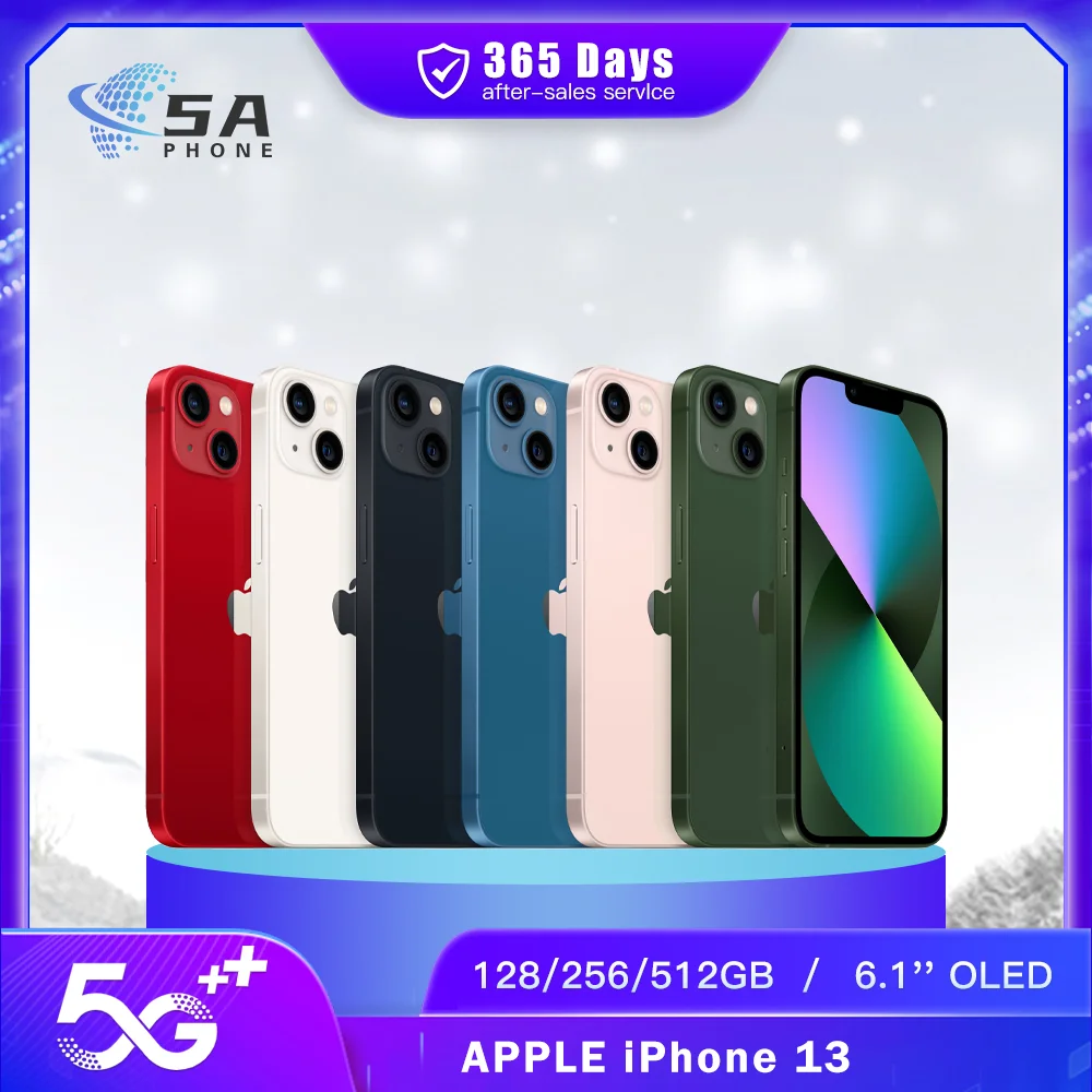 Apple-Téléphone portable iPhone 13 5G, 128 Go, 256 Go, 512 Go, Face ID, NDavid 6.1, XDR, OLED, 12MP, Bionic, A15, Hexa Core, SmartPhone IOS, Original